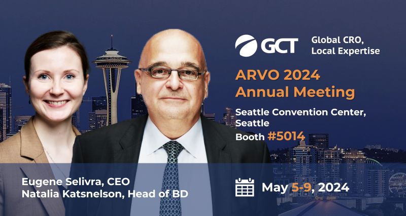 We are pleased to announce that GCT is exhibiting at the #ARVO2024 Annual Conference, May 5-9, 2024, in Seattle, WA.
You can find us at booth #5014 in the Seattle Convention Center.
#GCT_MEETING #event #conference #Seattle #visionresearch #collaboration #clinicalreserach