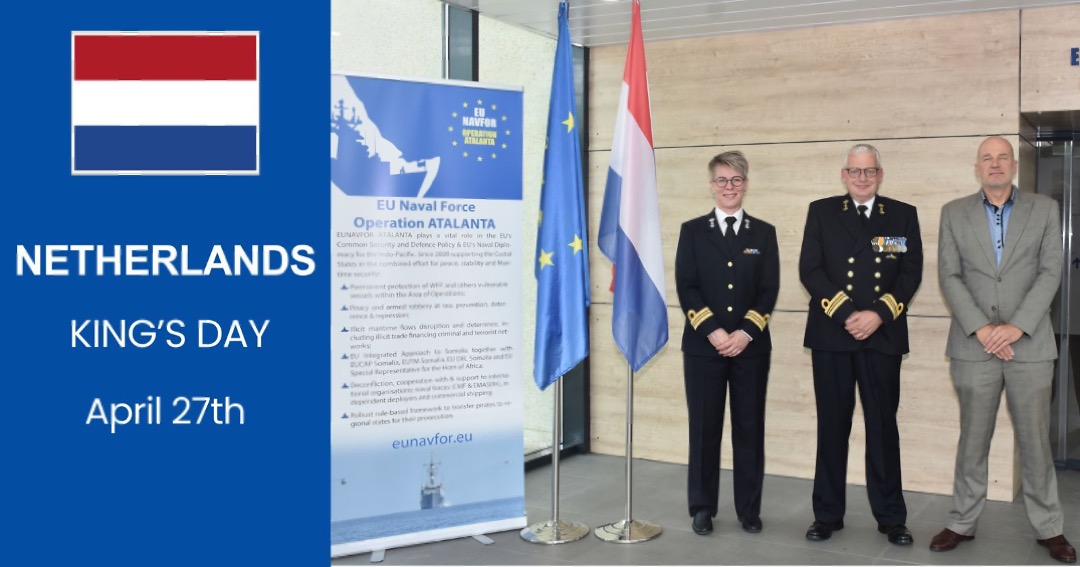 🇪🇺 #OperationAtalanta wants to congratulate our crewmembers, friends, and colleagues from 🇳🇱 Netherlands on their National Day. @kon_marine @Defensie @NLatEU @DutchMFA #GoFurtherTogether