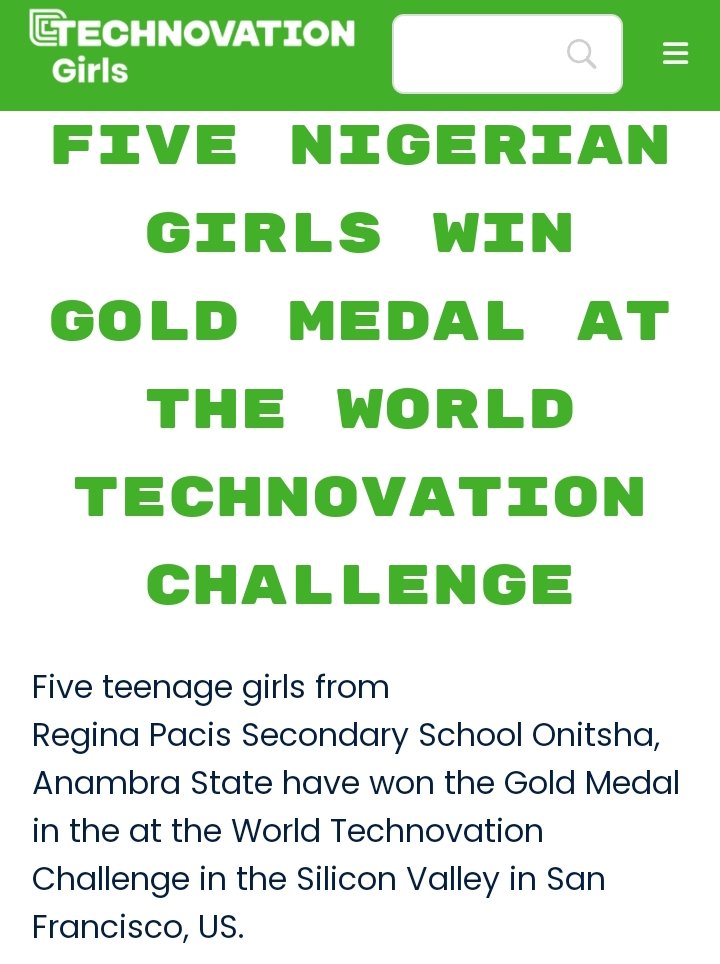 @Royal_Spotlight Here's another school doing exploits: Regina Pacis Onitsha. The school has so many awards to her name including winning Gold in the 2018 World Technovation Challenge!