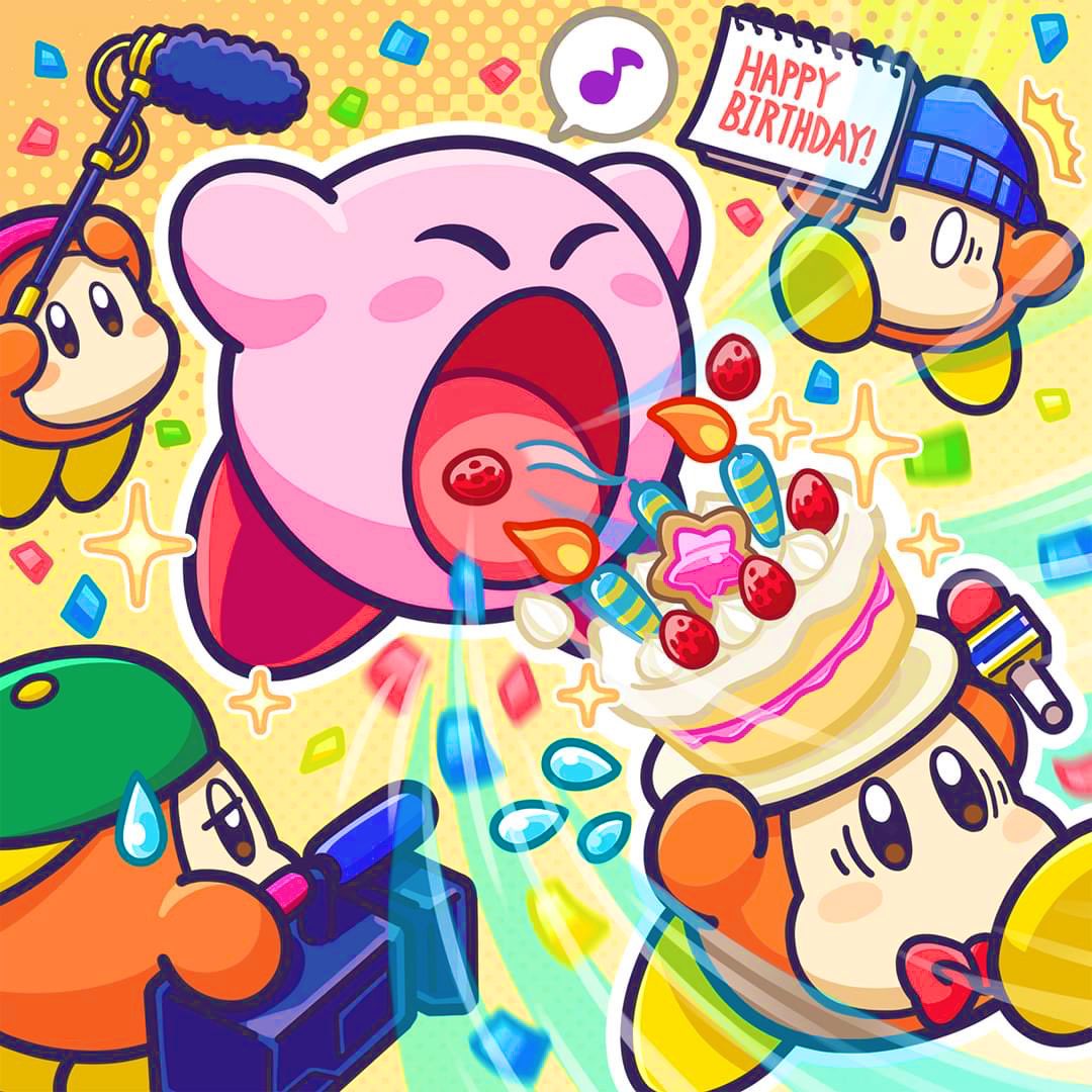 Happy Birthday Kirby! 🎂🍰🧁 The pink hero made his debut in Kirby’s Dream Land for Game Boy, which launched in Japan on this day in 1992. #Kirby32th