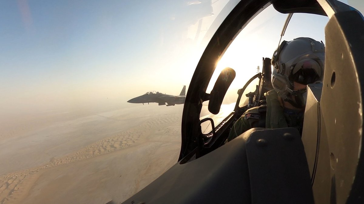 4 Rafale des @FFEAU_ALINDIEN et 1 C-130J 🇫🇷 participent à l’exercice #DesertFlag, organisé par les forces 🇦🇪. Les armées de l’air 🇫🇷 🇦🇪 🇺🇸 🇸🇦 🇰🇷 🇴🇲 🇹🇷 🇦🇺 🇬🇧 🇩🇪 se sont entraînées ensemble lors de scénarios complexes de guerre aérienne. 👉 Coopération opérationnelle de haut