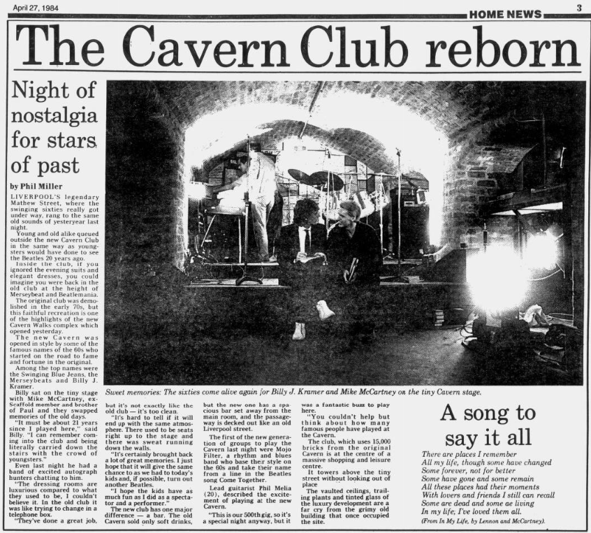 27th April 1984 - #Cavern #Beatles Liverpool Daily Post - Friday 27 April 1984 via @BNArchive