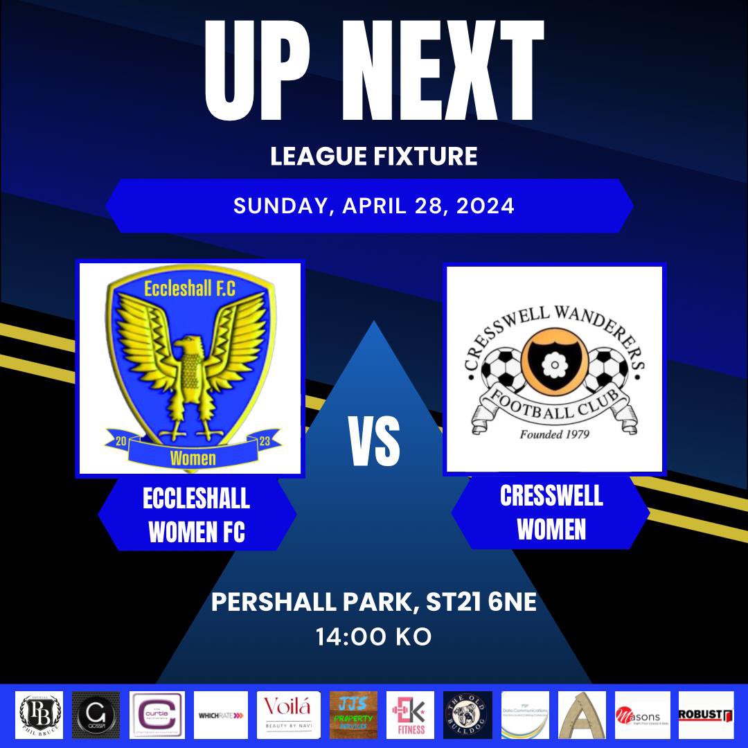 - Tomorrow afternoon sees the Girls in @sglfl League action action, playing at Home against Cresswell Wanderers, 2pm kick-off…

(👩‍💻 @kieramaexx)

#tomorrow #tomorrowafternoon #sunday #sundayafternoon #fixture #match #home #game #league #pershallpark #eccleshallfcwomen #eagles