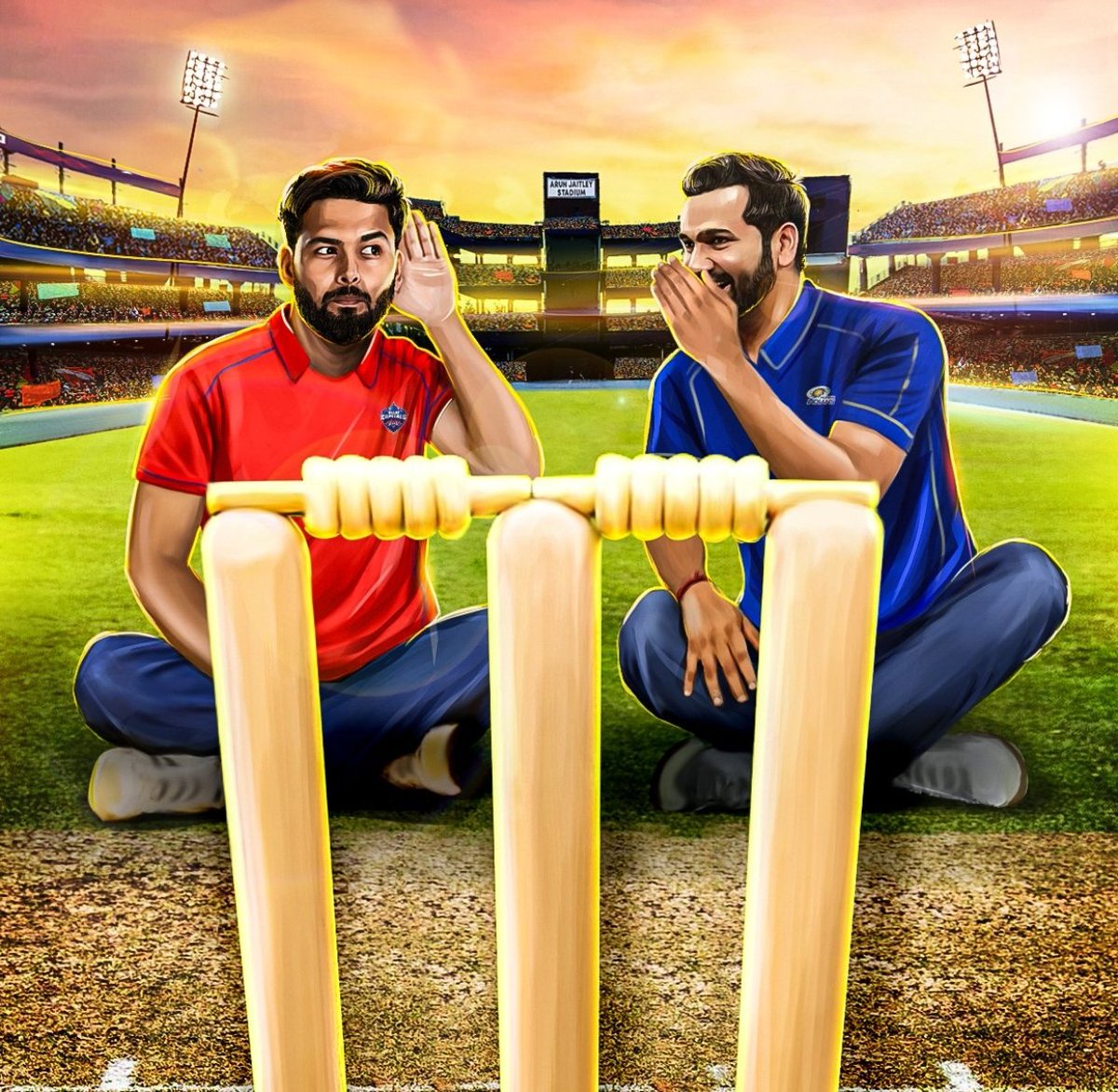 Delhi Capitals poster for DC vs MI match.

- Rishabh Pant & Rohit Sharma combo 😄👌