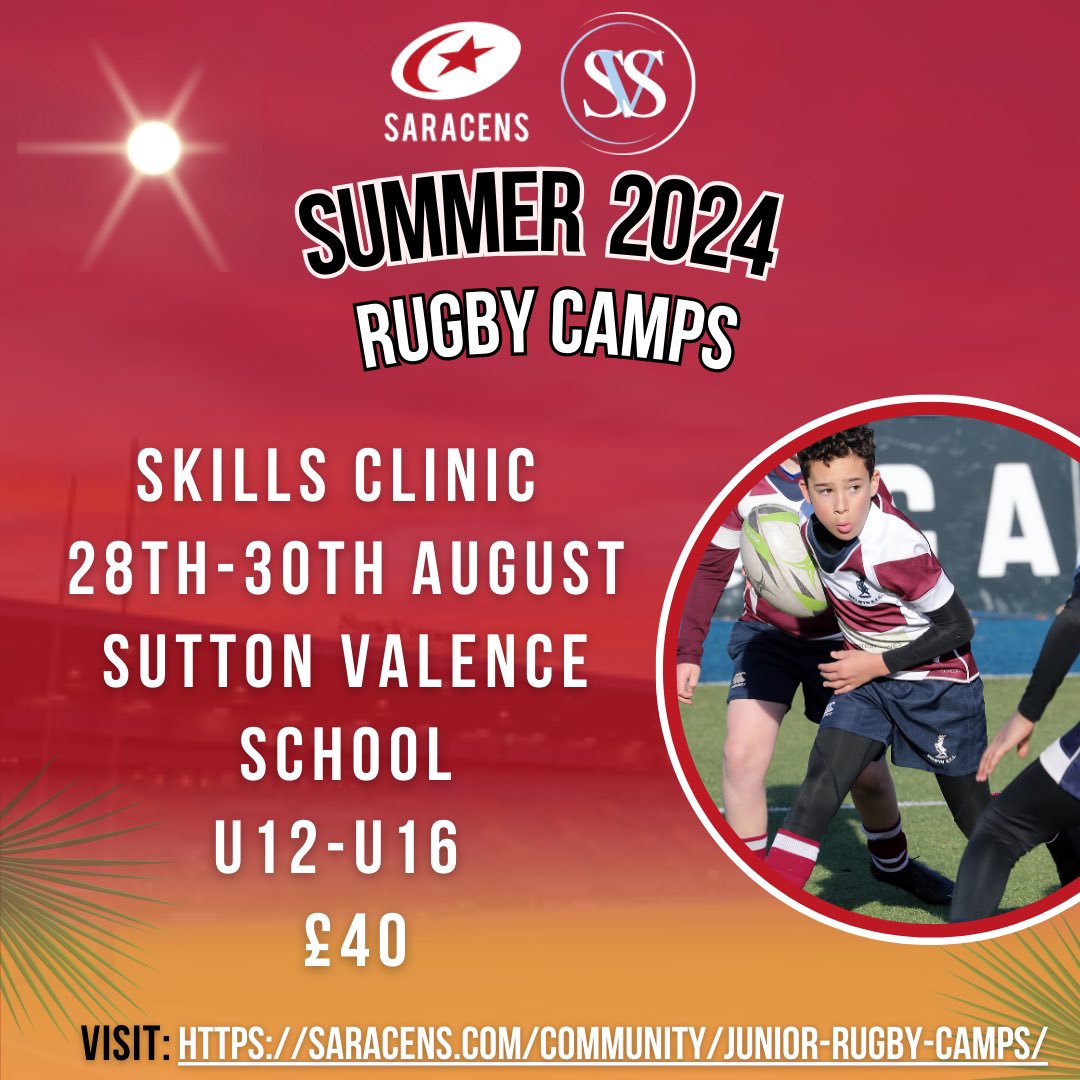 Delighted to be hosting our annual <a href="/Saracens/">Saracens Rugby Club</a> Rugby Camp at SVS from 28th - 30th August. To book please visit saracens.com/community/juni…                #SVS_Sport