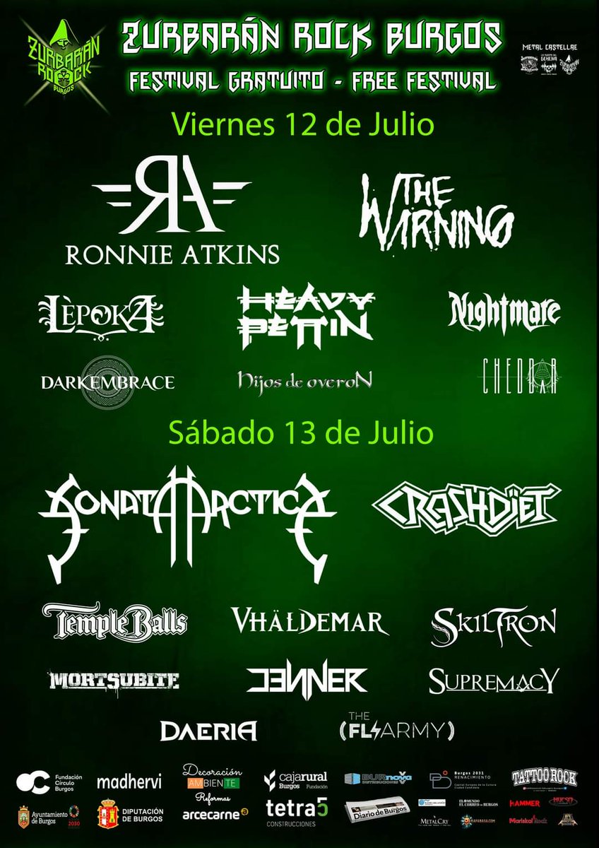 Ya está la distribución de las bandas para el @ZurbaranRock Este año no sé me escapa y el @tajunarock vamos, menudo cartel y una pasada los Festivales que realizan las asociaciones porque nos gusta el metal. 🤘🏻🔥🖤