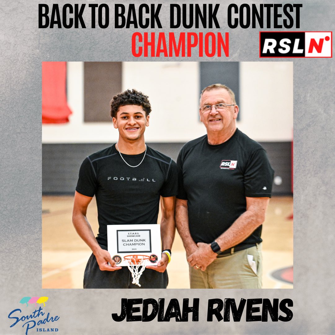 The winner of the RSLN Dunk Contest for the second year in a row, Jediah Rivens of Weslaco East. #RSLBasketball🏀 #RSLNBasketballShowcase2024 “Brought to you in part by T-Mobile. Now serving Raymondville, Port Isabel and Rio Grande City.”
