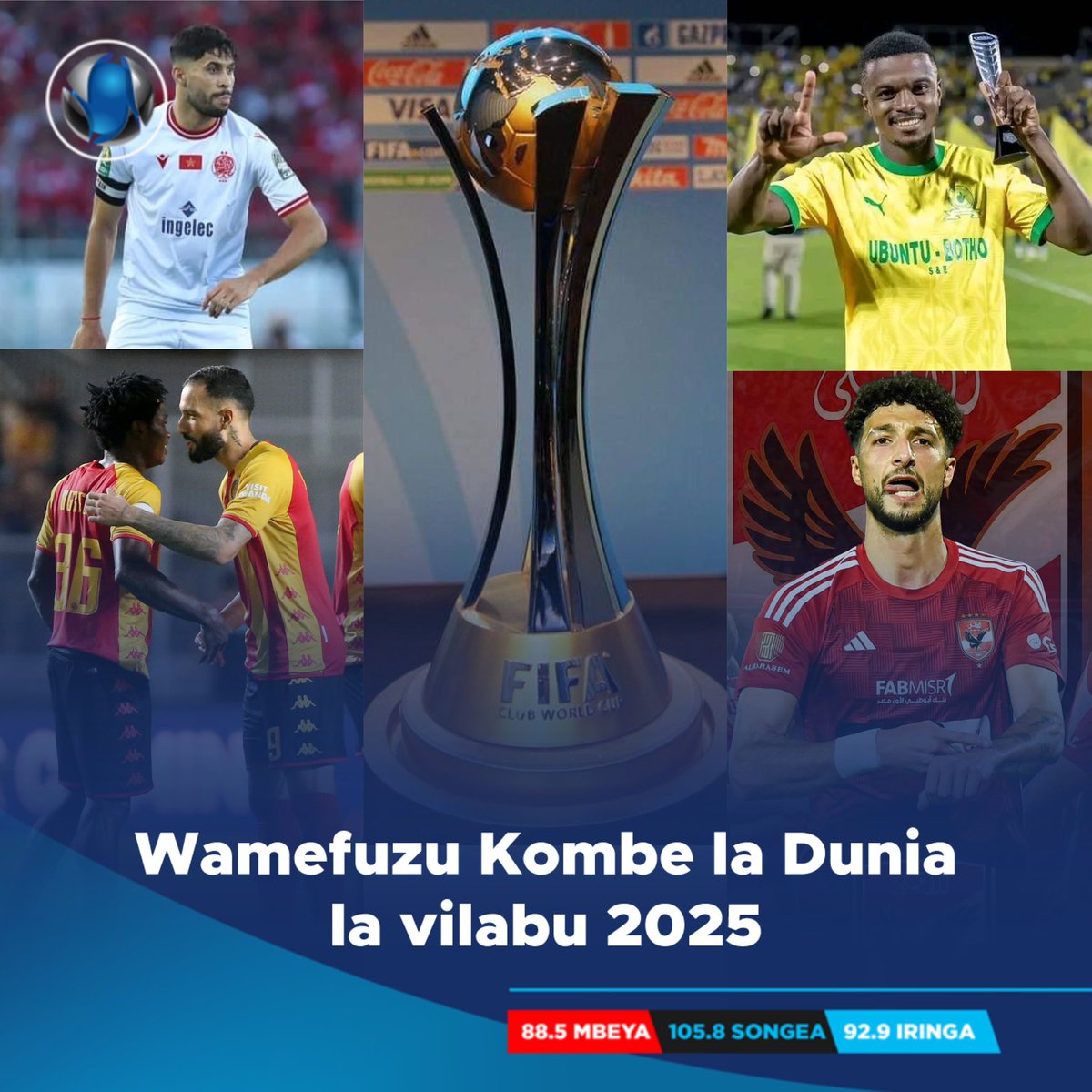 FIFA imezitaja timu nne za Afrika ambazo zitashiriki kwenye kombe la Dunia la Vilabu mwaka 2025 , mashindano yatakayofanyika nchini Marekani [ USA 🇺🇸] 🇲🇦 Wydad Athletic Club - WAC 🇪🇬 Al Ahly SC 🇹🇳 Espérance Sportive de Tunis 🇿🇦 Mamelodi Sundowns FC Club Rankings ilivyo kwa…