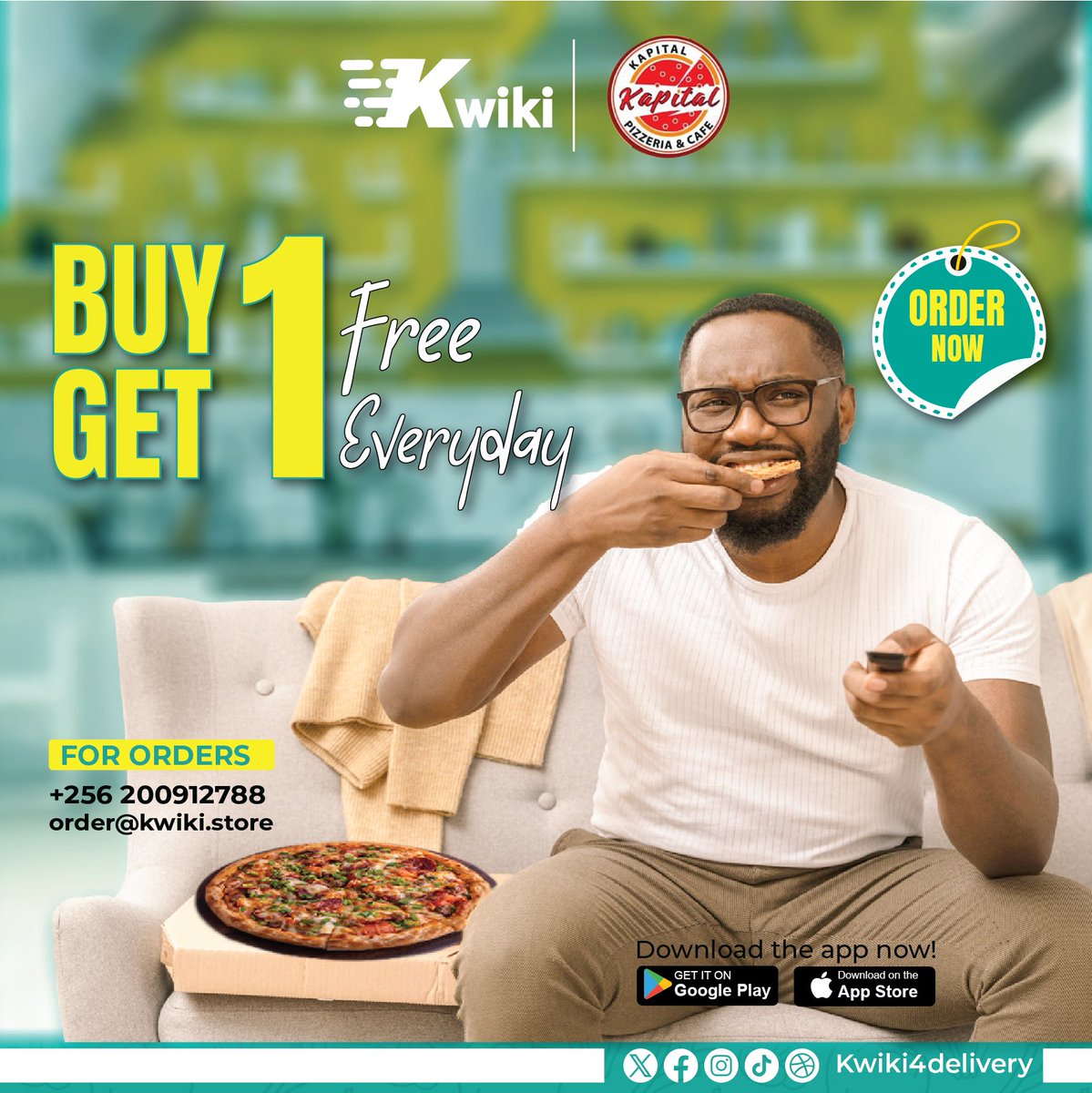 Get double the deliciousness! Kapital Pizzeria has a BOGO (Buy One Get One Free) deal every single day.

#kwiki4delivery #kwikidelivery #kwiki #fooddelivery #fastdelivery #delivery #pizza #buyonegetonefree #doitquickwithkwiki #alwaysontime #fypシ #fyp #fy #foryou #foryoupage