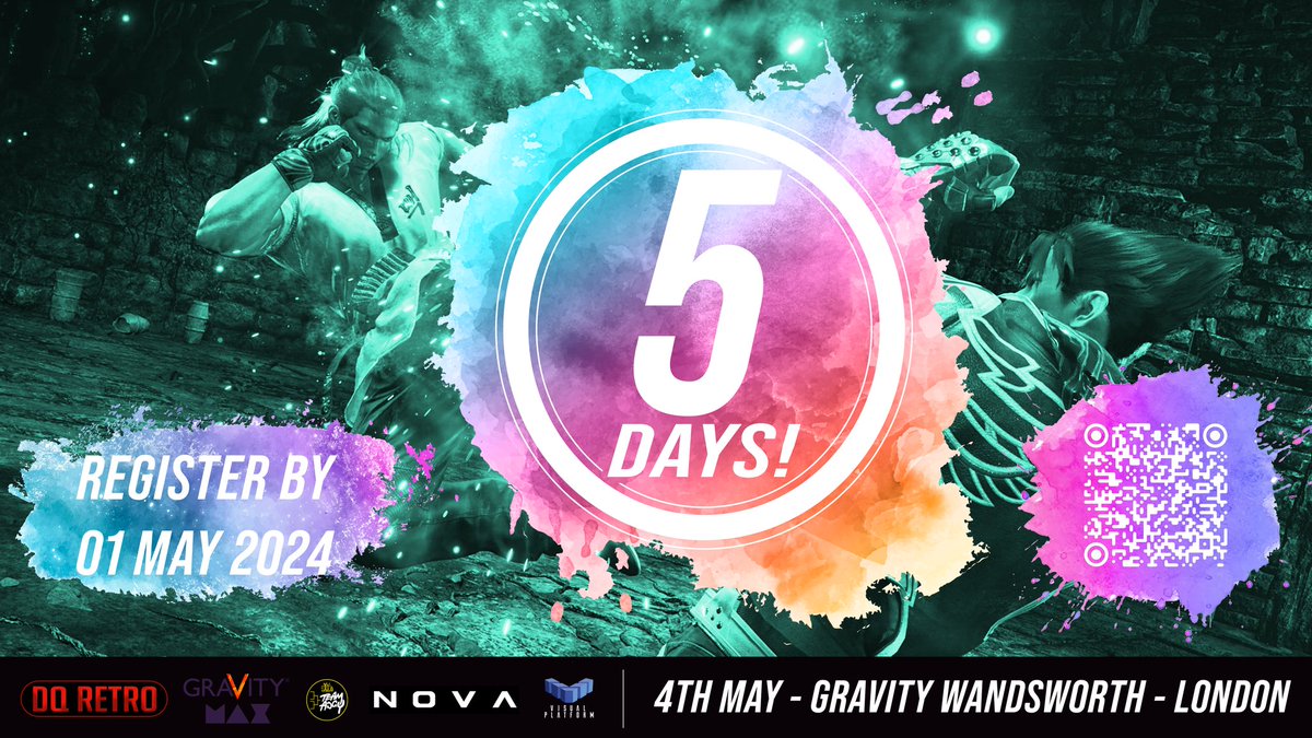 5 DAYS LEFT TO REGISTER!!!

#TEKKEN8 players, you now only have 5 days left to sign up for Iron Pride May Day Tournament on May 4th at Gravity Max Wandsworth.

There is 23 spots left, before we hit the cap.

We are a #TWT2024 Dojo currently at 64+ tier.

More details below 👇