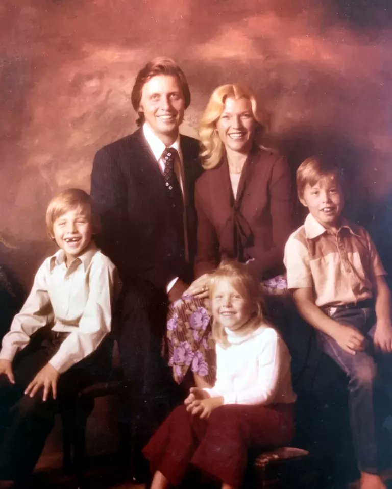 Musk family photo: Parents Errol and Maye, top, with Elon, left, Tosca and Kimbal
@elonmusk