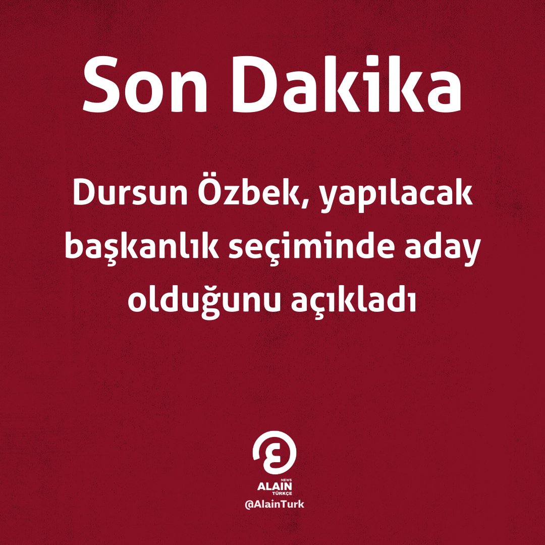 #DursunÖzbek, yapılacak başkanlık seçiminde aday olduğunu açıkladı

#sondakika #Dünyayaaçılangözünüz