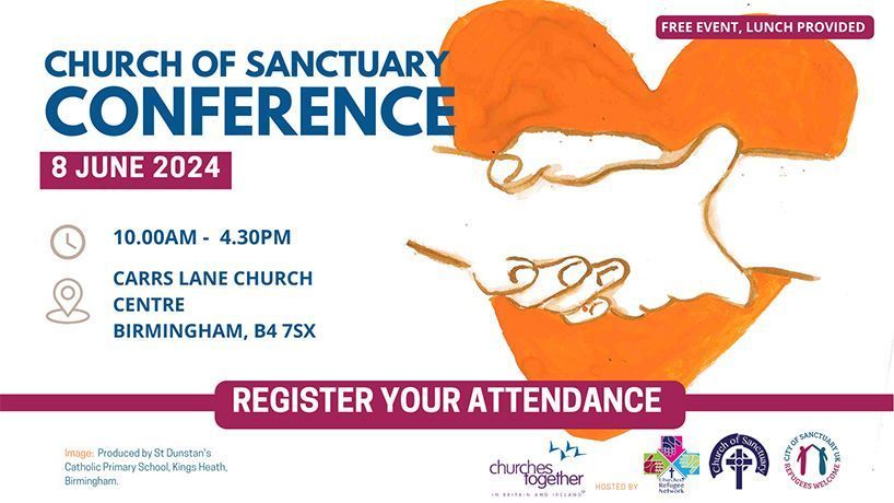 Church of Sanctuary Conference – Sat 8 June 10am to 4pm at The Church at Carrs Lane #Birmingham How can churches respond to the call to offer sanctuary to those fleeing persecution and seeking asylum? With Prof Robert Beckford @jaymereaves @_mikeroyal cte.org.uk/church-of-sanc…