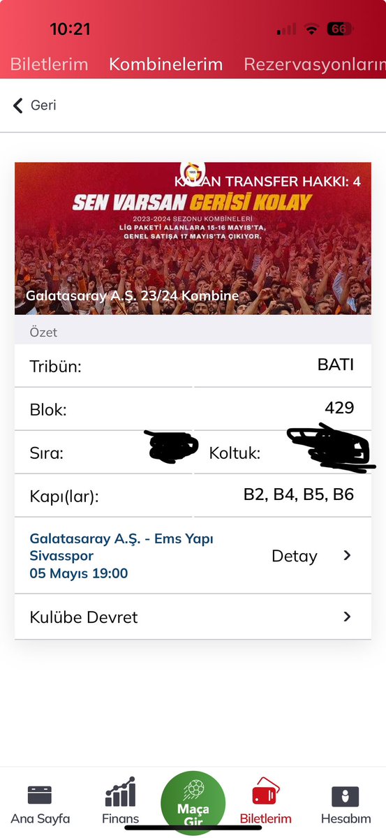 Galatasaray vs Sivasspor mac bileti ücret karsiliginda devir edilir. 
#biletvar #biletdevir #passodevir #galatasaraybilet #galatasaray #sivasspor