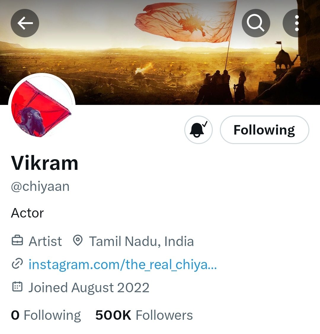 '500K CHIYAANIANS' ❤️ Our @Chiyaan's Official @X Handle Is Now Reached 500K Followers! #500KHeartsForCHIYAAN