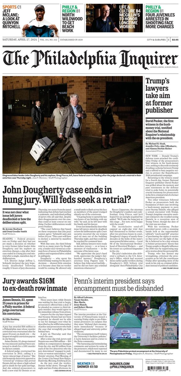 🇺🇸 John Dougherty Case Ends In Hung Jury. Will Feds Seek A Retrial? ▫Judge dismissed jurors, they reported they were hopelessly deadlocked after 11 hours of deliberations ▫@jeremyrroebuck @oonagoodinsmith ▫is.gd/1lY3kt 👈 #frontpagestoday #USA @PhillyInquirer 🇺🇸