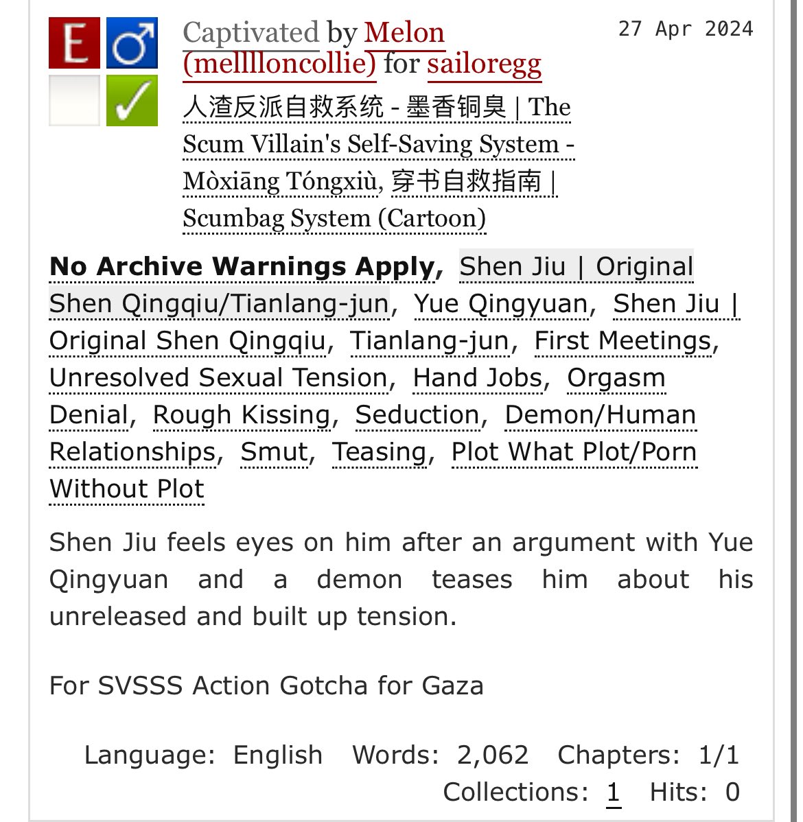 So happy to have worked on this prompt for @SVSSSAction !! Thank you @eggchayi for your donation and prompt! I had a lot of fun 😉 enjoy! 💜💜🔞🔞 archiveofourown.org/works/55500622