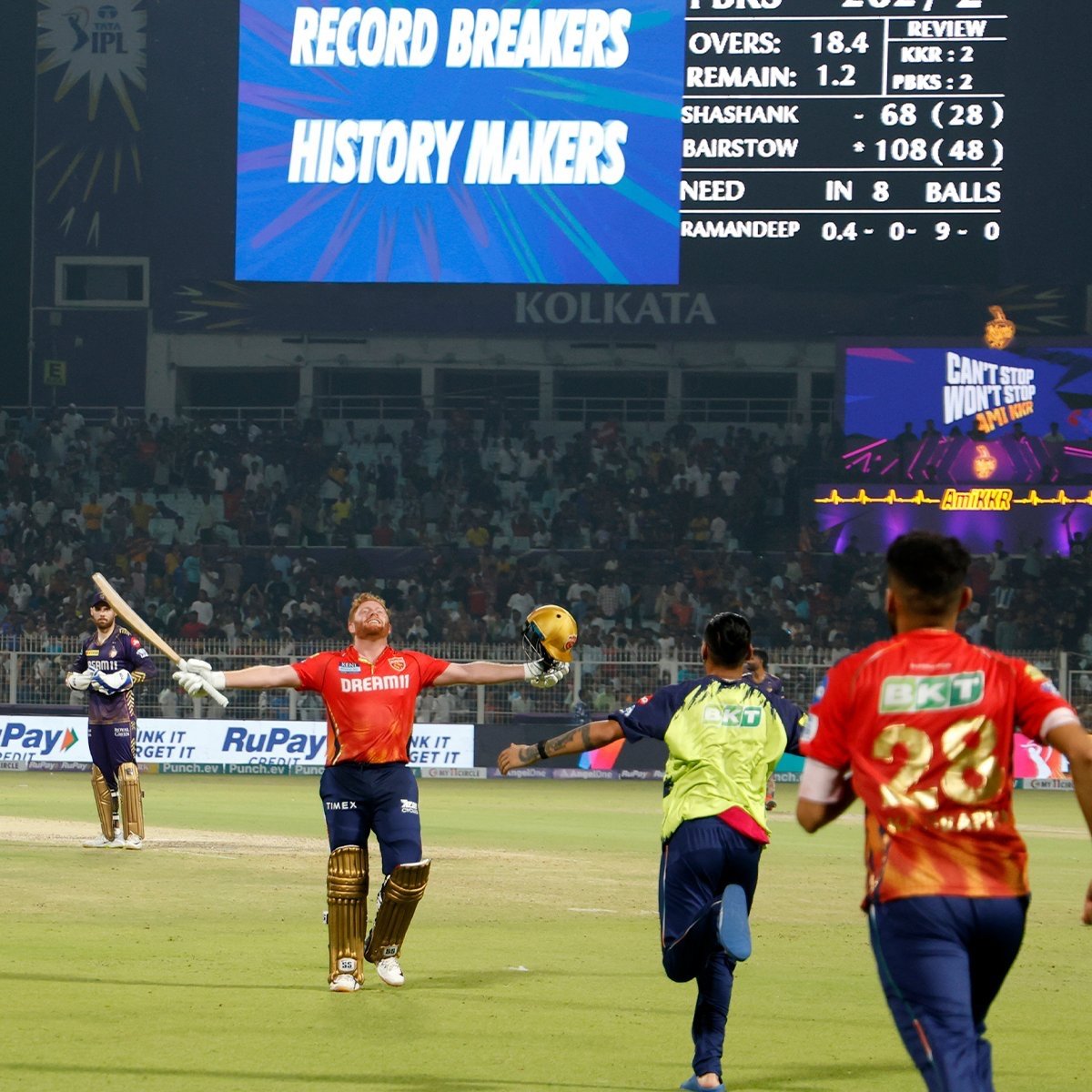 WOW! 🤩

On Friday night, if your party mood kept you away from your TV sets, you would regret! The City of Joy erupted into rare Joy watching Jonny Bairstow and Shashank Singh stroll into history - chasing & winning highest ever in IPL - 261! 

💯%Delight

#PBKSvsKKR #KKRvsPBKS