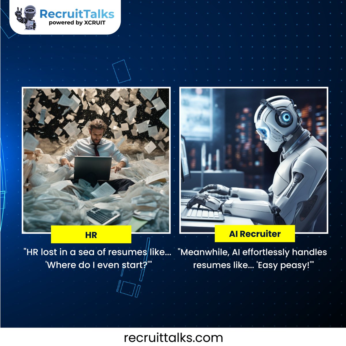 Looks like HR is drowning in resumes while AI's just surfing through them with ease!
.
.
#Recruitorr #IamRecruitorr #MemesDaily #Memesforyou #ArtificialIntelligence