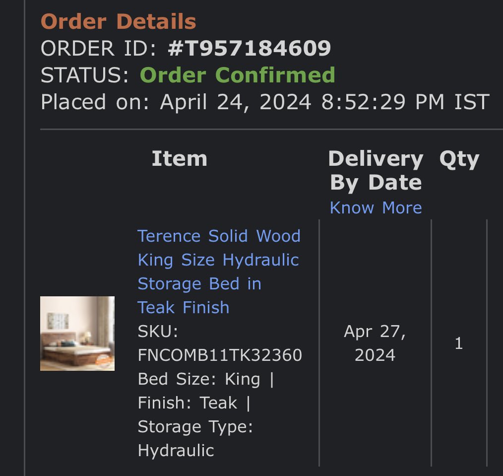 Hi @UrbanLadder, I’ve been your customer since 2016. I had ordered a King Size Hydraulic Storage bed on 24th April. Today when the installation team arrived they said wrong parts have been delivered and new parts will take more than 7 days. Customer Care gave no solution. This is