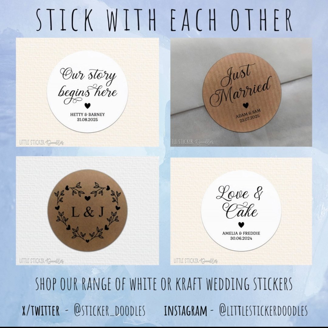 Shop our range of round white or kraft wedding celebration stickers for your special day. Search 'wedding' @ etsy.com/uk/shop/Little… #Wedding #BrideToBe #Shopindie #UKGiftAm #craftbizparty #WeddingPlanning #engaged #wedding #bride #bridetobe #love #weddingday #gettingmarried