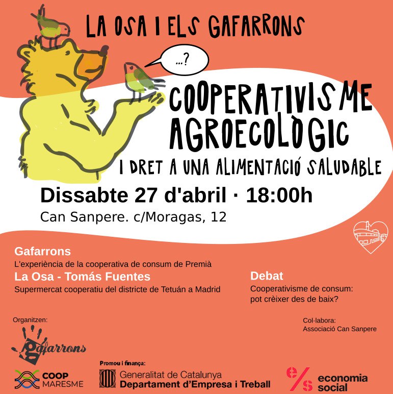 Avui xerrada sobre cooperatives i agricultura a Premià de Mar.  #gafarrons #premiademar #dissabte #alimentacio