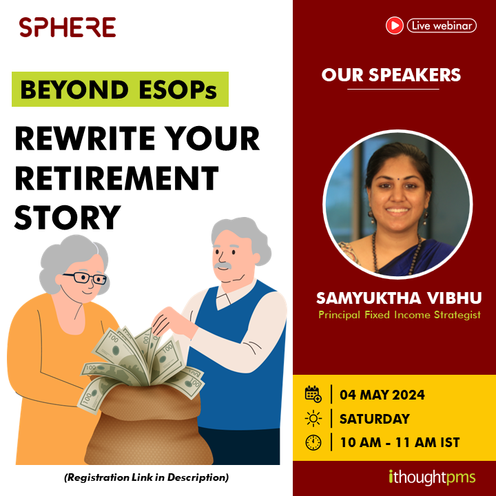 Rewrite your #retirement story beyond #ESOPs. Believers in a company’s potential need for #riskmanagement. Don't put all eggs in one basket; journey to #financialfreedom with #Sphere! Join @samyuktha_vibhu on Sat, May 4 at 10 AM. Reg Link: bit.ly/3JDpr6Q #ESPPs