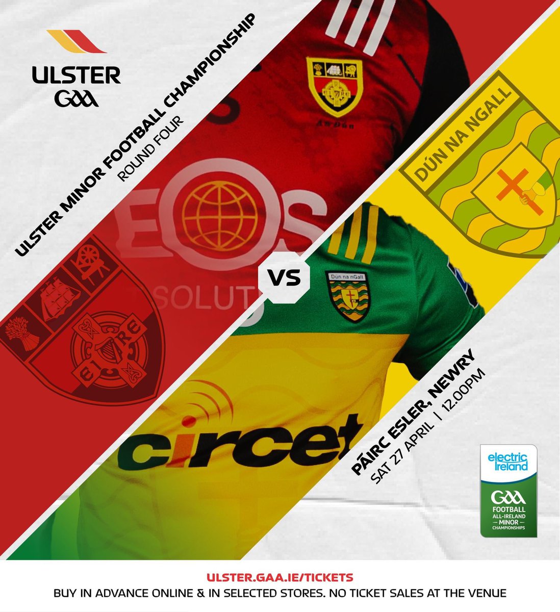 2024 @ElectricIreland Ulster Minor Football Championship Round Four🏐

@officialdowngaa 🟥⬛️ v @officialdonegal 🟨🟩

12pm
Páirc Esler, Newry

🎟️ Buy tickets in advance online. No sales at venue
➡️ universe.com/events/electri…

#Ulster2024 #ThisIsMajor