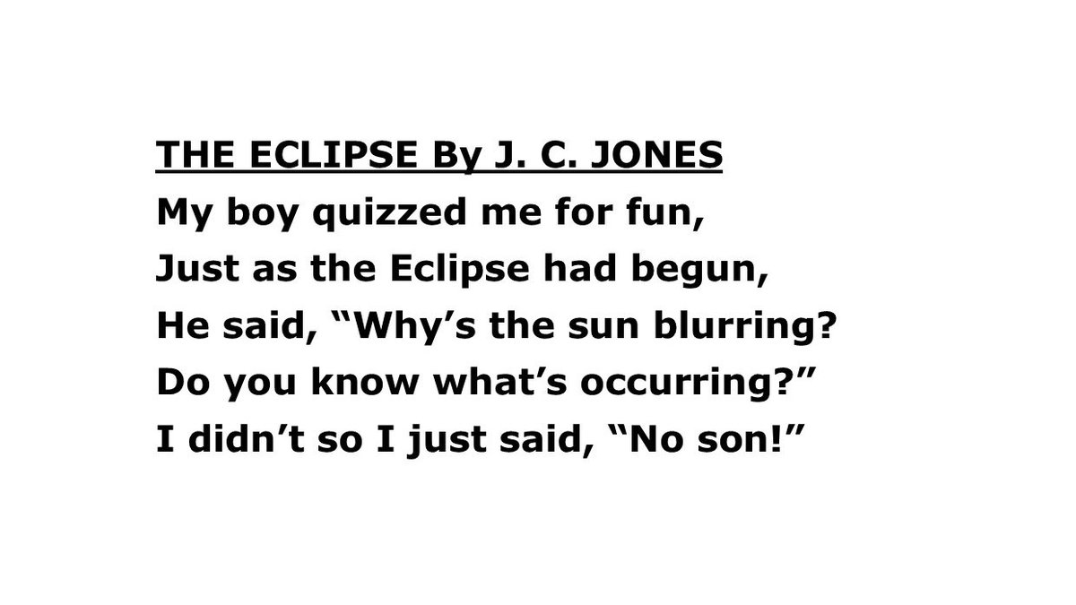 THE ECLIPSE By J. C. JONES 
#poem #writingcommunity #writerslift #indiewriter #poetry #dog #dogs #cat #cats #childrenspoems #poetry #comedypoet #win #fails #inspiration #inspirational #motivation #motivational #positive #amusing #thinkpositive #viral #trending #optimism #jokes
