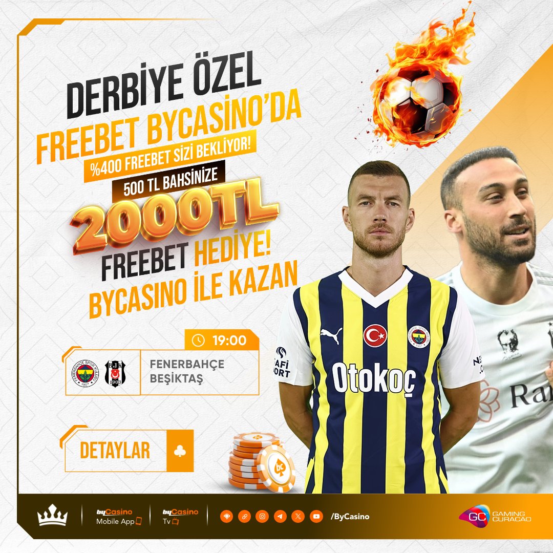 ⚽️BYCASİNO' DA BİZ DERBİYE HAZIRIZ YA SİZ ? ✔️FENERBAHÇE 🆚 BEŞİKTAŞ 🤑DERBİYE ÖZEL %400-2000 TL FREEBET FREEBET KODU: FB-BJK2000 ✅Kodu Kullan, Derbiye Bahisini Al , Freebet Bakiyen Aktif Olsun Kullan Kazan ! 🤝 TV Adresi : truelink.ch/bycasinotv