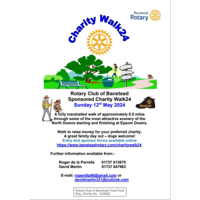 Banstead Rotary Charity Walk #CharityWalk with @BansteadRotary Time to Register ow.ly/W0bw30sBUlz