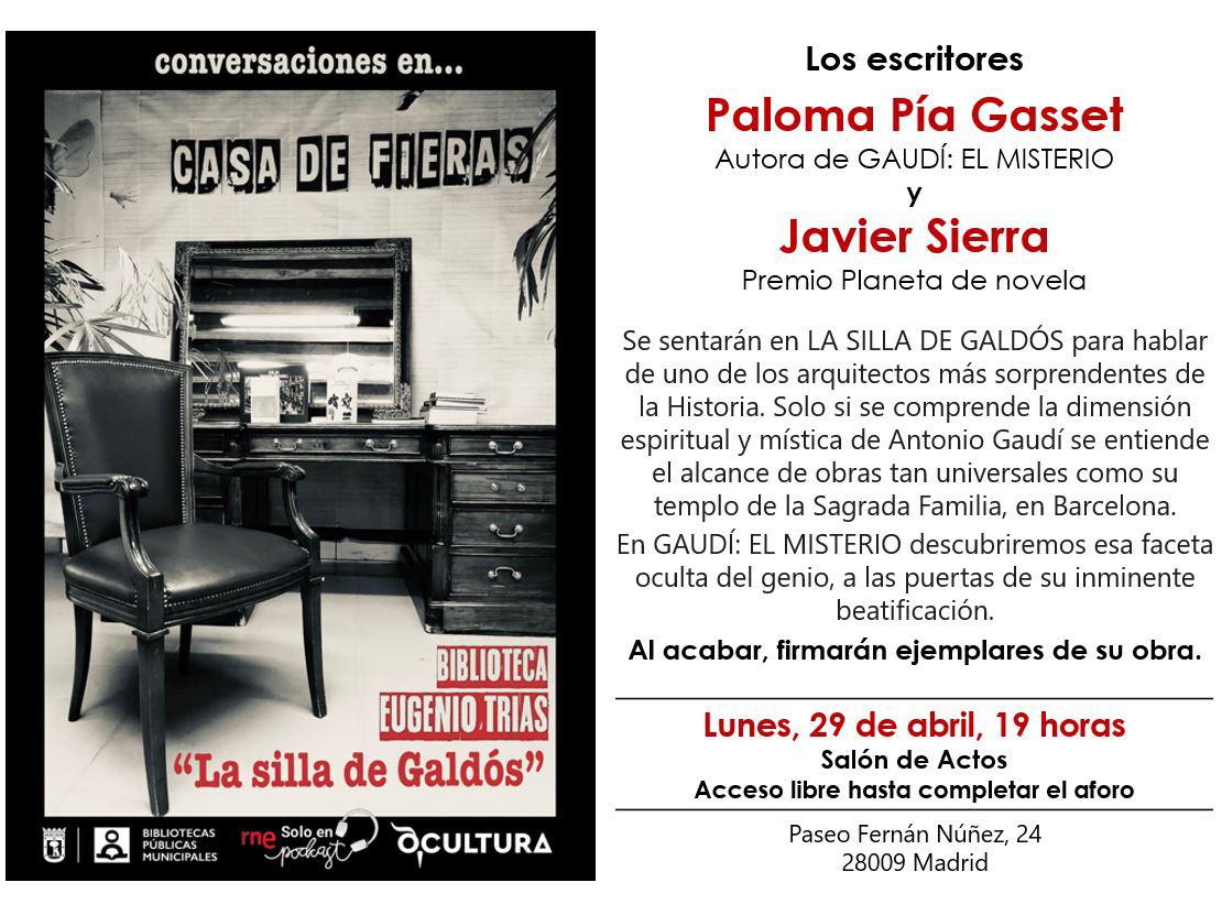 🔴 El lunes reabrimos #LaSillaDeGaldós para conversar con Paloma Pía Gasset sobre la profunda personalidad del arquitecto Antonio Gaudí. ¡No puedes perderte esta tertulia literaria en @bpmmadrid del Retiro, en #Madrid! Descubre nuestras conversaciones en ocultura.com/tertulias/