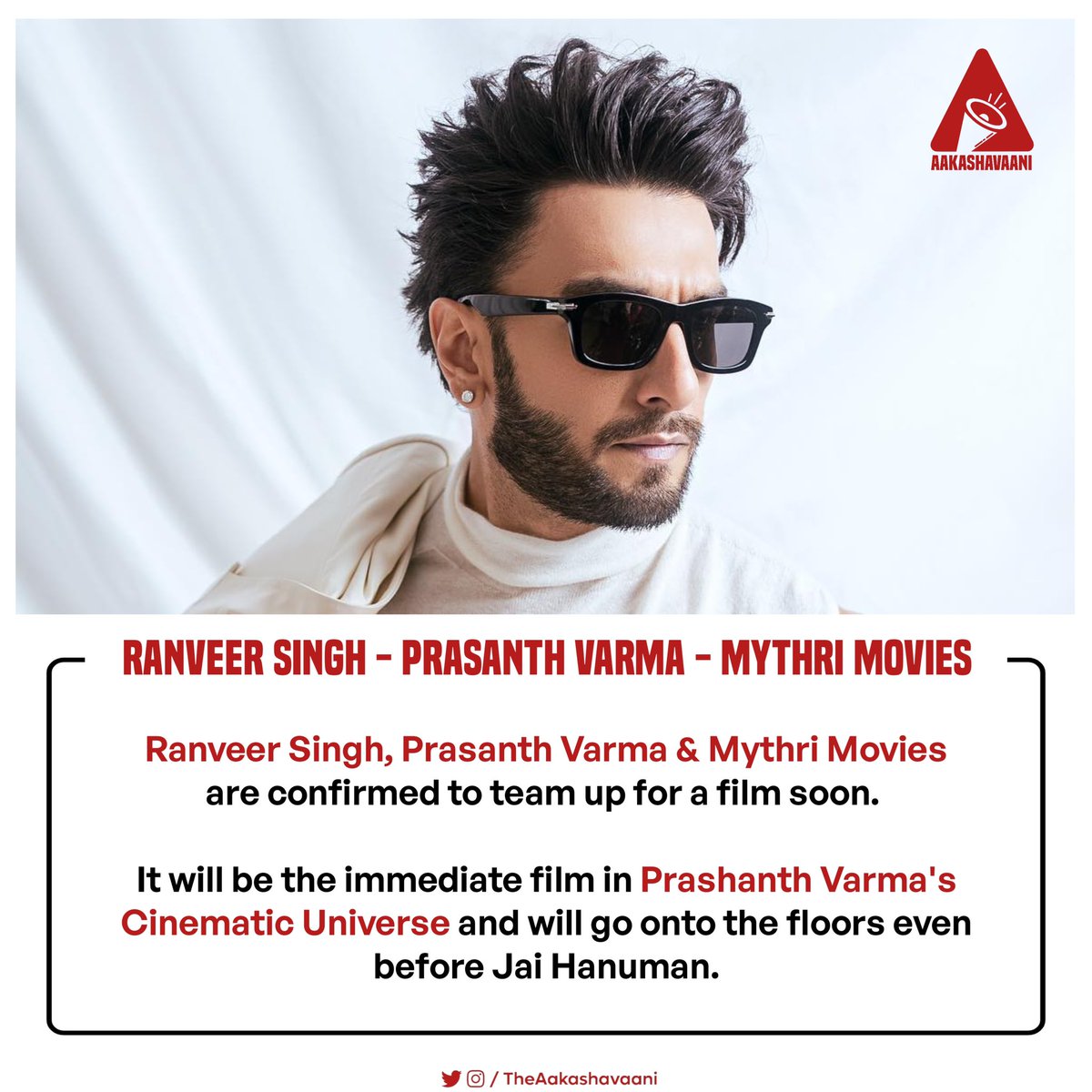 Confirmed - #RanveerSingh - Prasanth Varma - Mythri Movies teaming up soon.