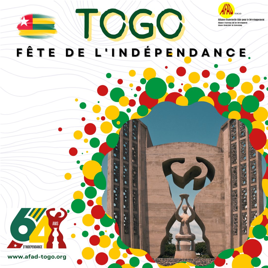 Joyeuse fête d'indépendance à notre chère patrie le Togo! 🇹🇬 Que cette nouvelle Saison soit remplie de prospérité, de grâces et bénédictions. Que Dieu bénisse le Togo. #FêteNationale #TogoIndépendance #AHR-i