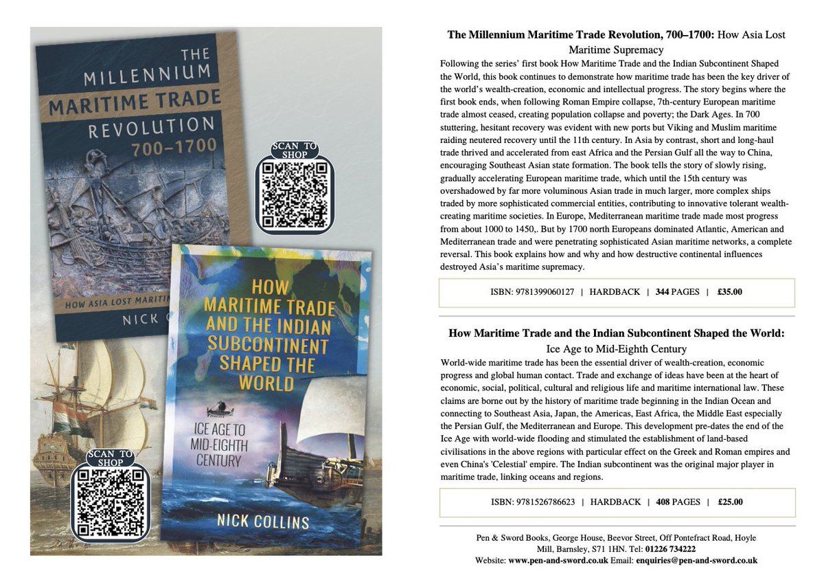 First two of three volume history of maritime trade out now. Third, 'The ascent of maritime trade - 1700-2025' due out end of 2025.