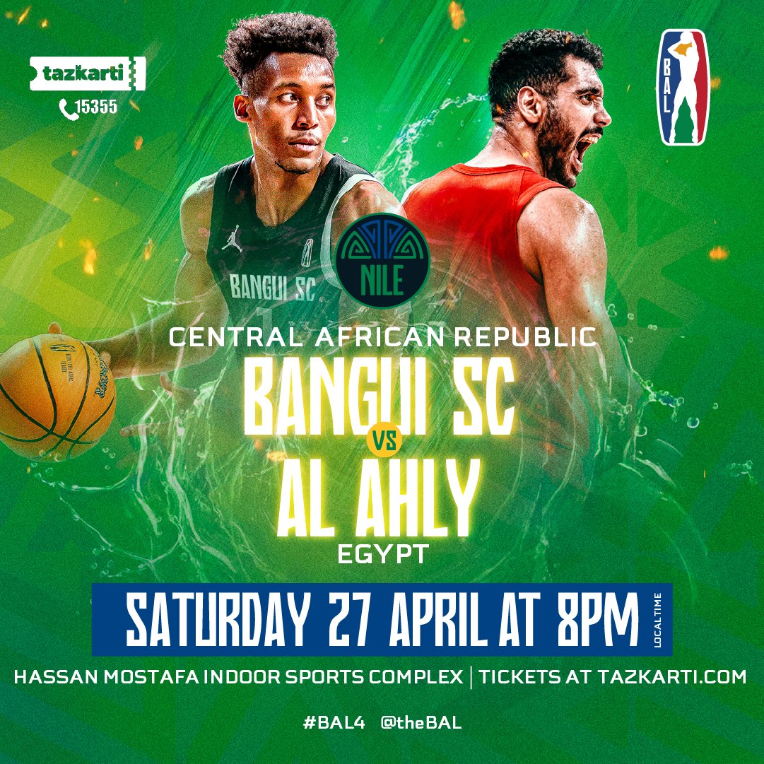 Last Game Day in Cairo! 🥲🇪🇬 #BAL4 ⏰ 5PM: @CityOilers vs Al-Ahly Ly ⏰ 8PM: Bangui Sporting Club vs @Ahly_Basketball 👀 Watch the games live on: 📺 The BAL YouTube: youtube.com/@thebal 📲 BAL.NBA.com / NBA App
