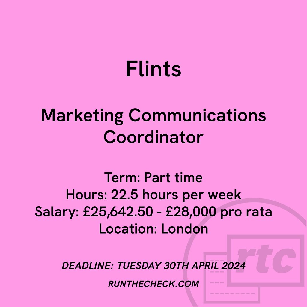 Flints, Marketing Communications Coordinator 🌷 Apply ↓ runthecheck.com/flints-marketi…