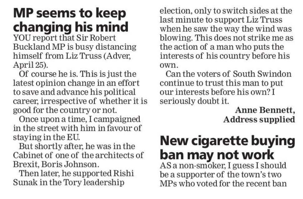 The good people of Swindon might have a point, might they not? Thanks to my media monitoring service (aka my mum - also avid reader of @swindonadver - for spotting this one!).