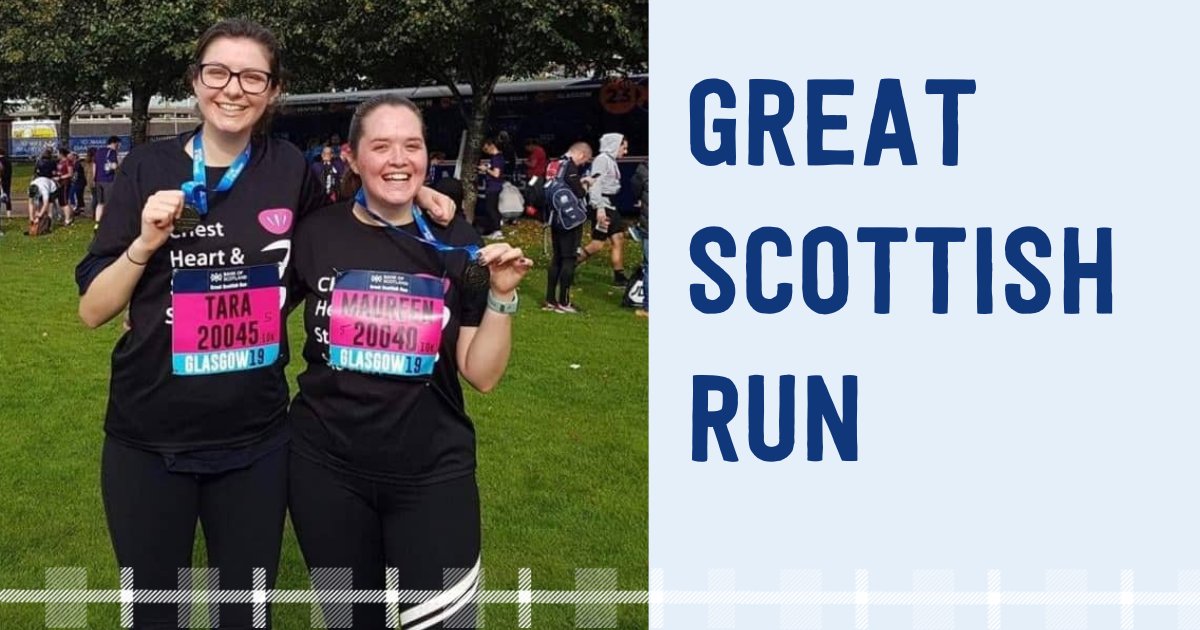 Set yourself a GREAT challenge and run with us at the @GreatScotRun on Sunday 6 October. 🏃‍♂️🏃‍♀️ Take your place in the heart of Glasgow city & help people with chest, heart and stroke conditions live their lives to the full! 🙌 Sign-up now 👉 ow.ly/VT2850Qukl4+