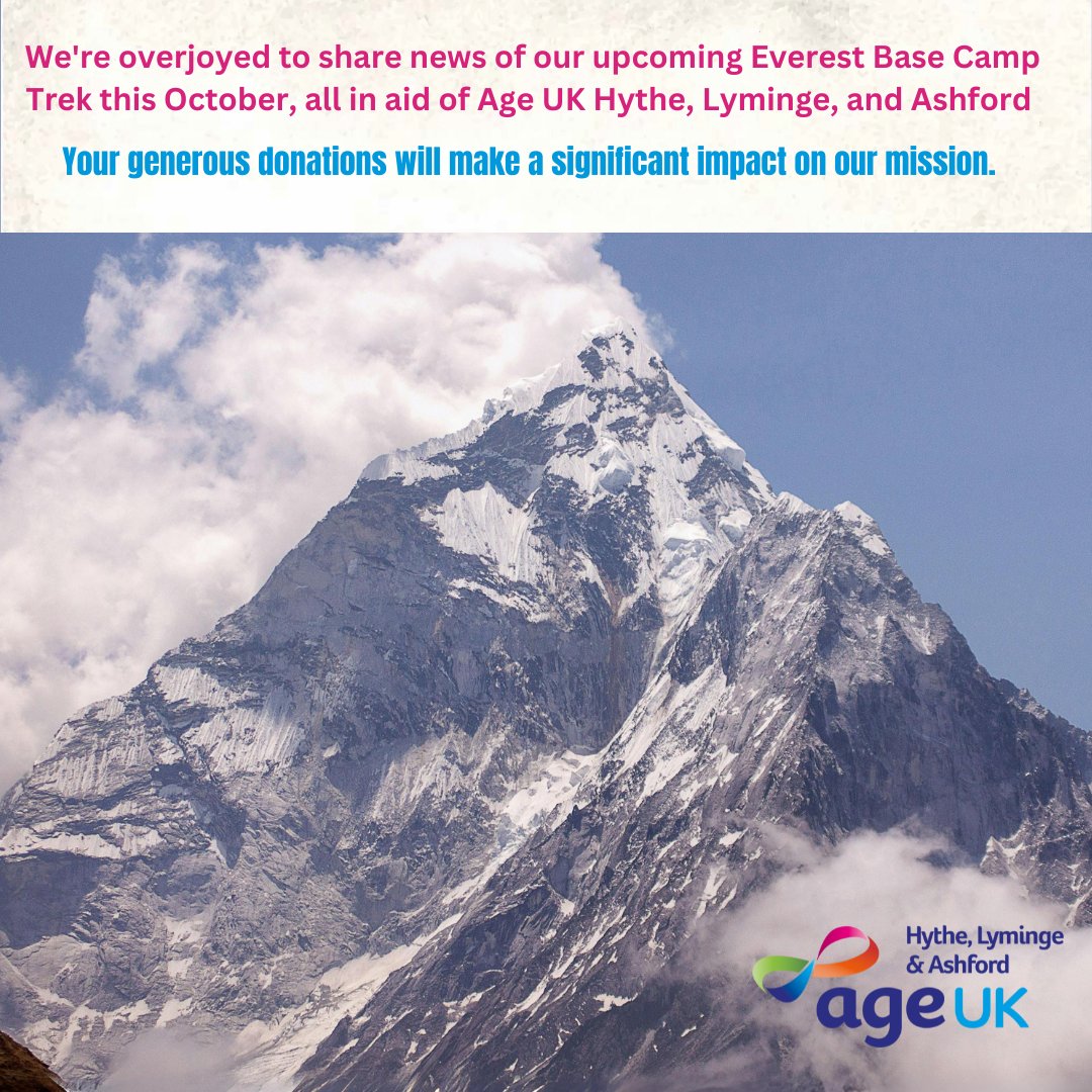 AgeUKHL's tweet photo. ποΈ Join us on an epic journey to the top of the world! π
Β
π We're embarking on the incredible Everest Base Camp Trek to support Age UK Hythe, Lyminge and Ashford! π
π How can you help?
https://t.co/eWa013uEUI
πͺ #EverestTrek #AgeUKHytheLymingeAshford #ClimbForACause ποΈ https://t.co/g2rEHjgARp