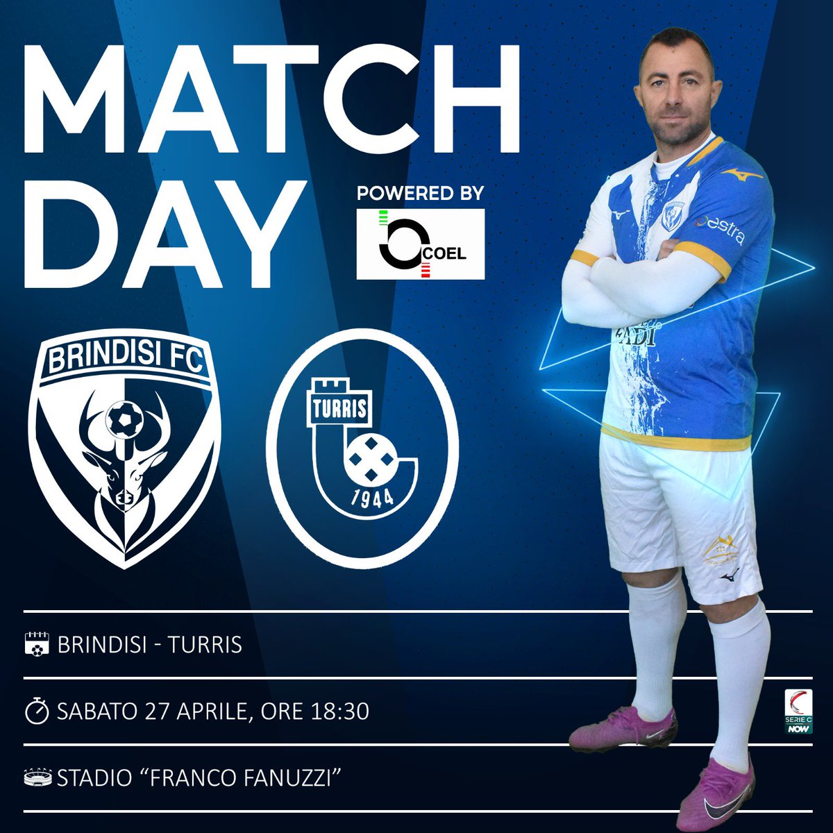 SSBrindisiFC's tweet photo. ⚪️ MATCH DAY🔵

Brindisi- Turris

🗓️ Sabato 27 Aprile 
⏰ 18.30
🏟️ “Fanuzzi” https://t.co/LyFYsl0Rl6