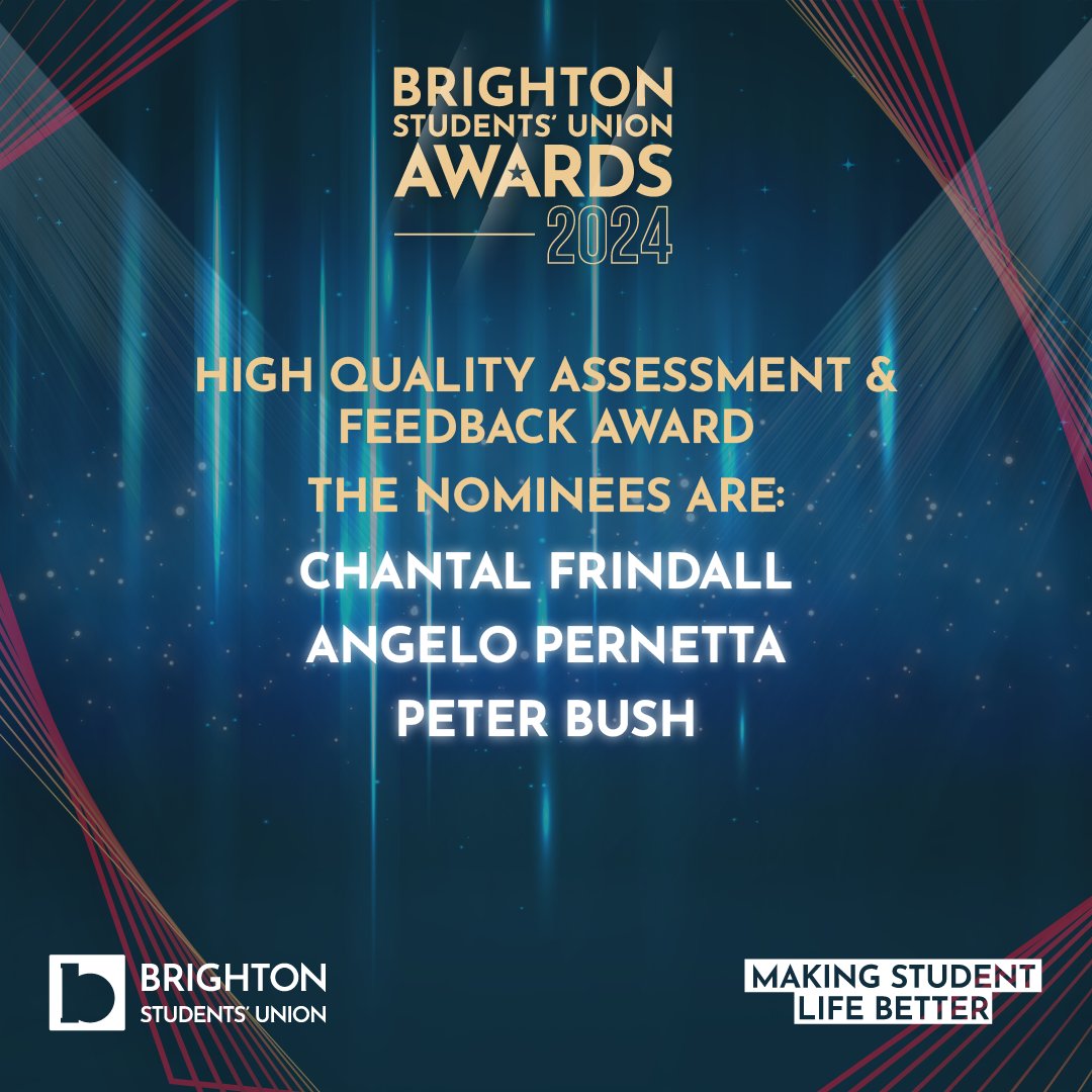 Congratulations to the winner of the High Quality Assessment and Feedback Award, Chantal Frindall 🏆👏 A big well done to all nominees in the category ✨ #BrightonStudentsUnionAwards24