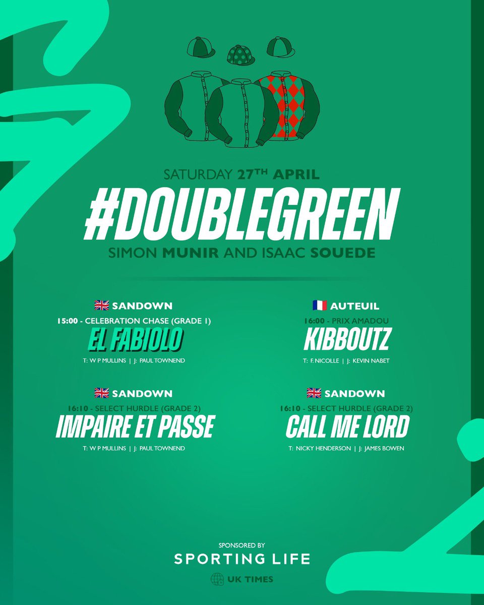 An exciting afternoon ahead 🐎🤞🏼 #DoubleGreen #Sandown