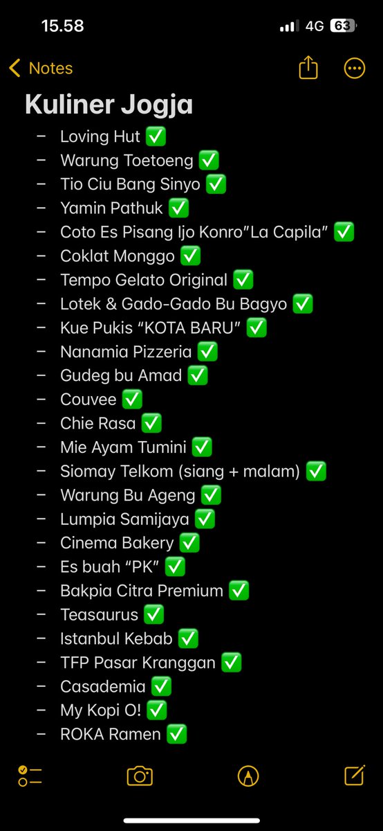 Waktunya mengeluarkan kuliner list andalanku: