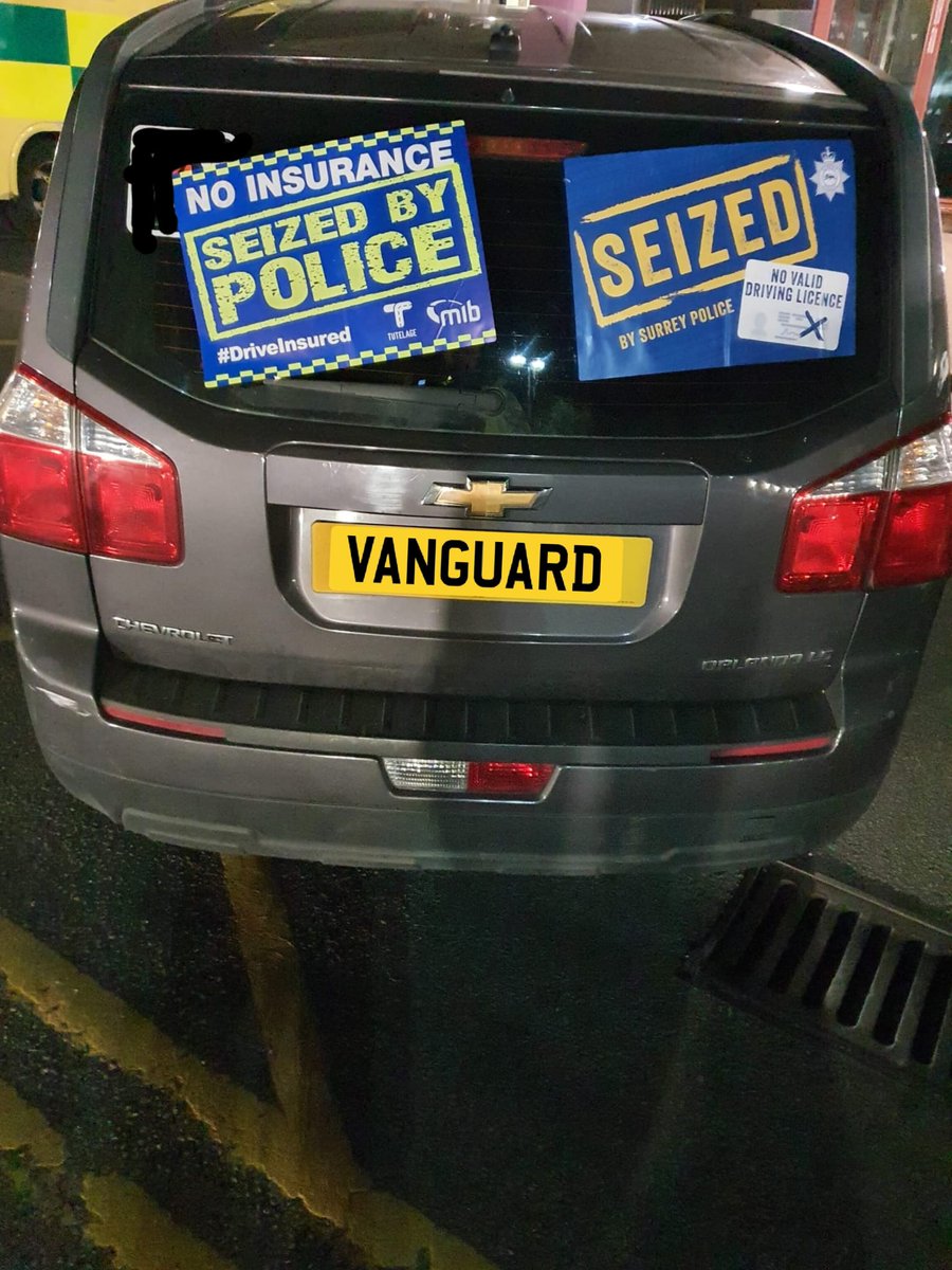Vehicle stopped in Guildford by #VanguardRST as it was being driven at excess speed. It was then found that the driver has been in the UK since May 2022 with no valid licence and no insurance. Driver reported to court and vehicle seized.

#Fatal5 #OpFatalFails