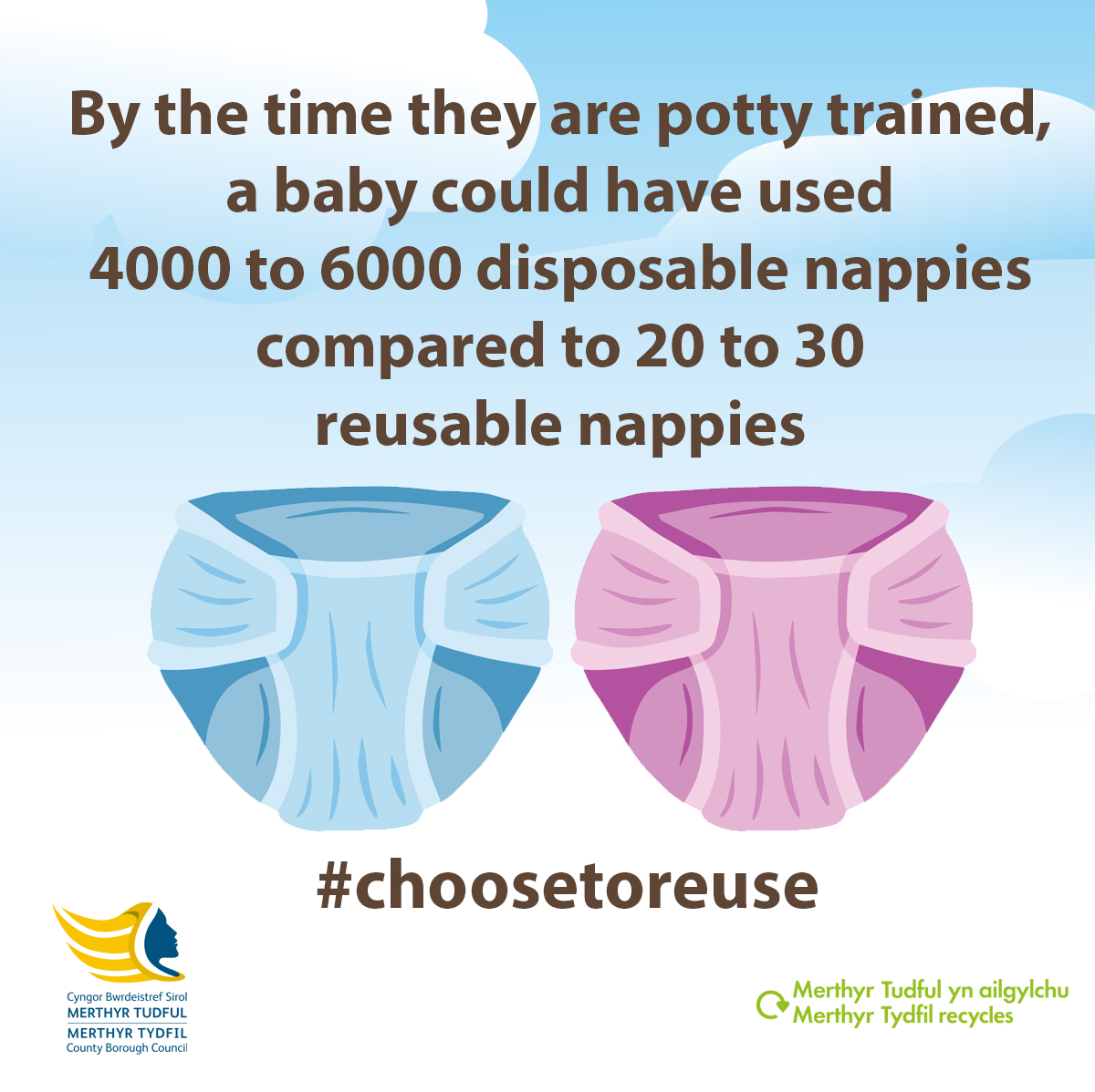 We are proud to be supporting #RealNappyWeek2024 💚 

Why should I switch?
•Better for baby
•Great containment
•Early potty training
•Save money
•Help the environment
•Reduce waste
 
💻 merthyr.gov.uk/resident/bins-… 
📧 laura.steggles@wastesavers.co.uk

#ChooseToReuse