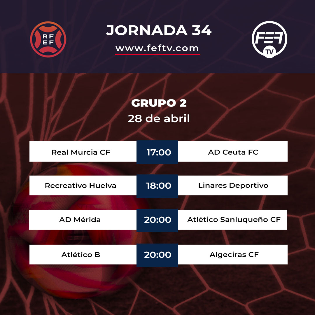 ⚽ @Primera_RFEF ⚽ Jornada 34⁣ 🗓️ 28 de abril.⁣ ⁣ 𝗡𝗼 𝘁𝗲 𝗽𝗶𝗲𝗿𝗱𝗮𝘀 𝗻𝗶𝗻𝗴𝘂́𝗻 𝗽𝗮𝗿𝘁𝗶𝗱𝗼.⁣⁣⁣⁣⁣⁣⁣⁣ 📺 En directo y a la carta por FEF TV.⁣⁣⁣⁣⁣⁣⁣⁣ ✍️ Suscríbete feftv.com/es/plans⁣⁣⁣⁣⁣⁣⁣⁣ ⁣ #primerafederacion #primerarfef #feftv⁣