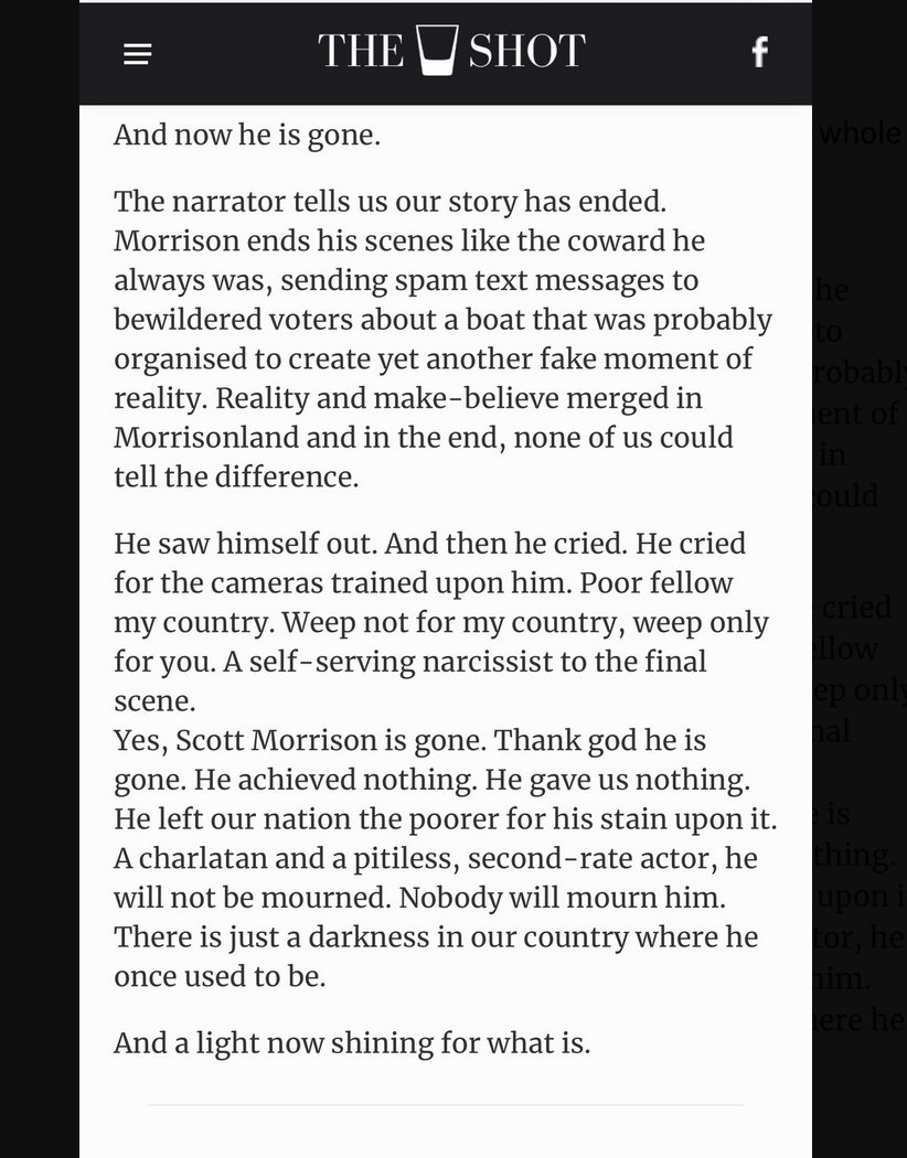 In light of this week's events - the commodifying of a mental illness, the calls of forgiveness that none have asked for, all those tortured lives under his government, the grifting until the dying of the light, all those lost lonely lives. I still stand by every word. .