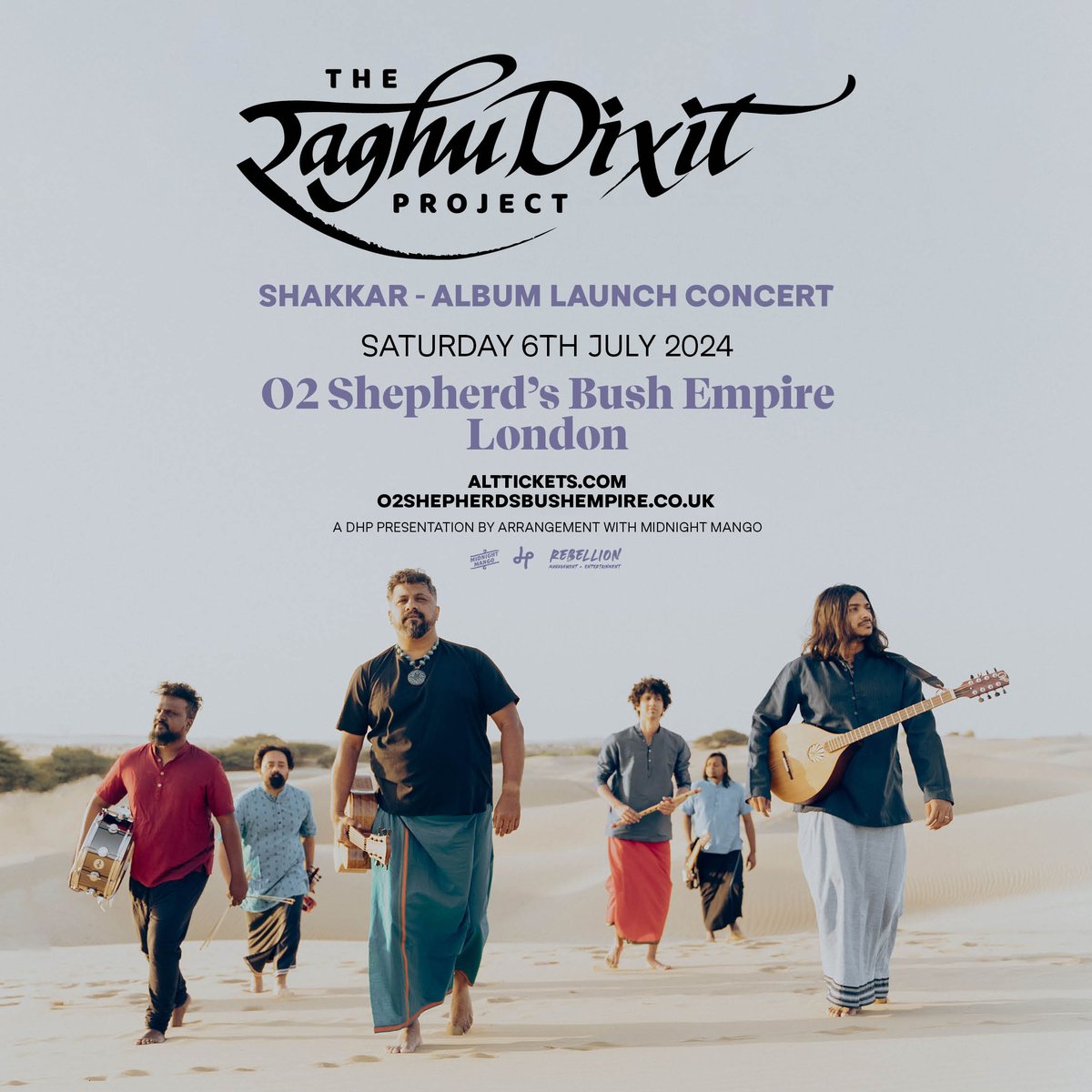 The @Raghu_Dixit Project will be launching their third full length album ‘Shakkar’ – ‘SongsAboutStayingAliveWhenYouDon'tWantTo’ in its entirety at this London show here on Sat 06 Jul. Grab your tickets now 🔗 amg-venues.com/4KEI50RpfXg