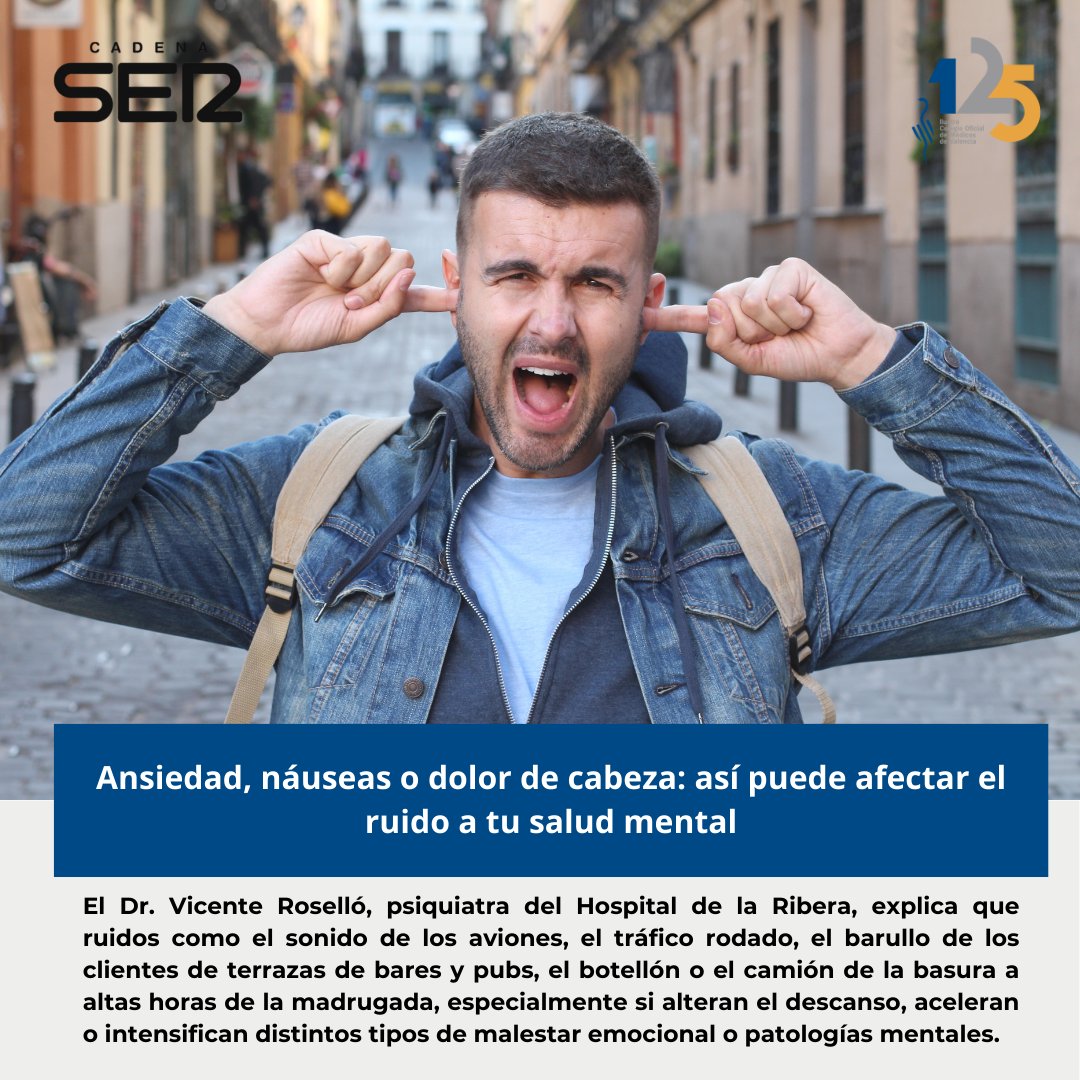 🔊 Ansiedad, náuseas o dolor de cabeza: 𝗮𝘀í 𝗽𝘂𝗲𝗱𝗲 𝗮𝗳𝗲𝗰𝘁𝗮𝗿 𝗲𝗹 𝗿𝘂𝗶𝗱𝗼 𝗮 𝘁𝘂 𝘀𝗮𝗹𝘂𝗱 𝗺𝗲𝗻𝘁𝗮𝗹 🗣️ 👨‍⚕️ Entrevista al Dr. Vicente Roselló Molina, psiquiatra del @GVAlaRibera. 📻 @radiovalencia 🌐 🎧 cadenaser.com/comunitat-vale…